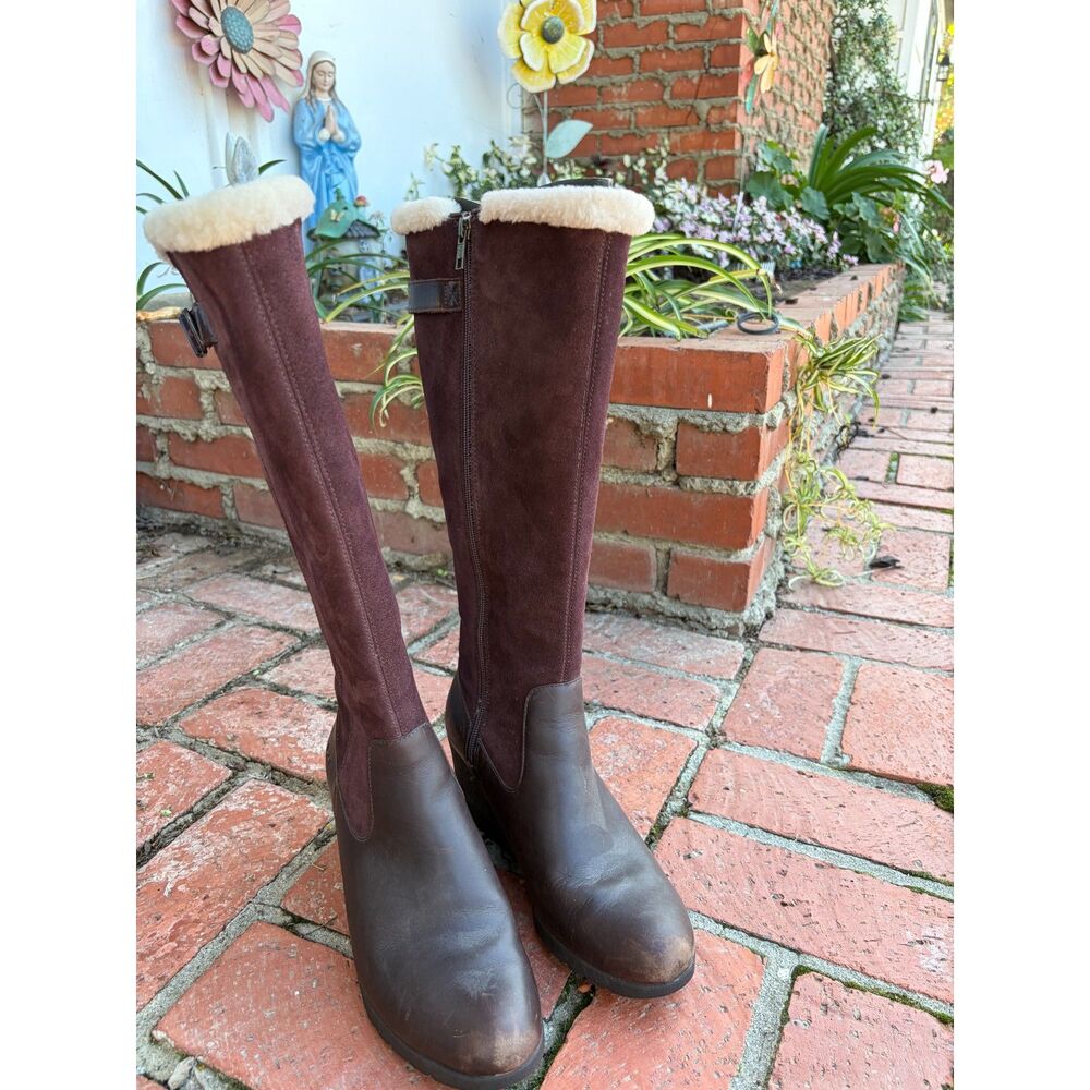 UGG Women's Australia Mischa Boots Stout Brown Waterproof Suede Leather Size 10
